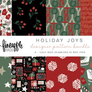 Cute Christmas Digital Paper, Christmas Floral Pattern, Cute Holiday Seamless Patterns, Holiday Graphic Pack, Boho Christmas Patterns, DH