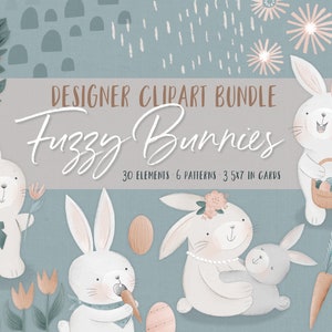 Easter Bunny Clipart, Cute Bunny Clipart, Easter Egg Clipart, Baby Bunny Clipart, Easter Digital Paper, Spring Bunny Clipart, DH