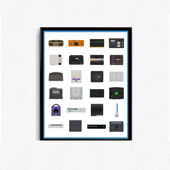 Retro Gaming Console Print Boyfriend Gift Nintendo Sony Etsy