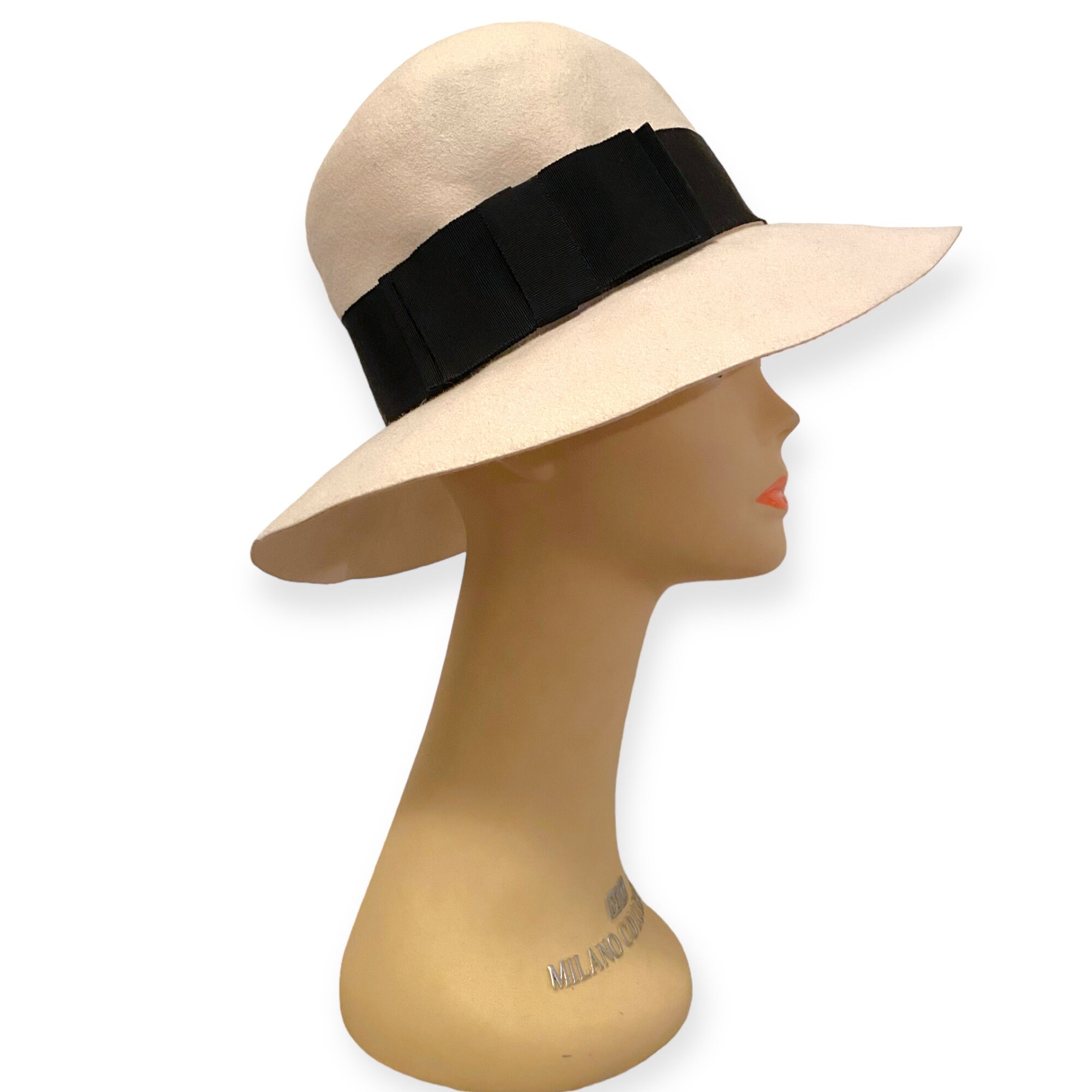 Vintage CHRISTIAN DIOR Ivory Wool Wide Brim Hat - Etsy