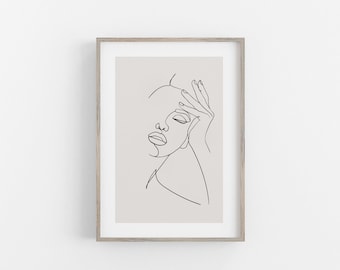 One Line Modern Girl Silhouette Line Art Print, Single Line Figure Drawing Art Print, Minimalist Line Art, Woman Line Art, Boho Art