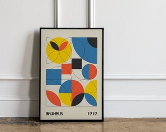 Bauhaus Poster 1919 | Modern Bauhaus Print | Trendy Wall Art, Colorful Wall Art | Retro Wall Art | Home Decor