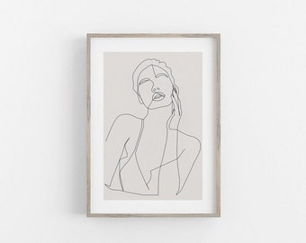 One Line Modern Girl Silhouette Line Art Print | Single Line Figure Drawing Art Print, Minimalist Line Art, Woman Line Art, Female Portrait