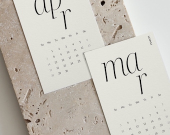 PRINTED 2024 Monthly Planner Calendar Cards | 2024 Minimalist Journal Cards  | Organizer Planner Cards | Planner Accessories