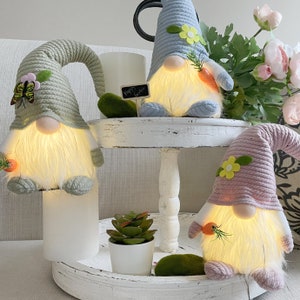 Easter Gnomes with LED Light Spring gift Decoration Bunny image 0