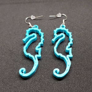 3D Printed unique Seahorse Earrings image 1