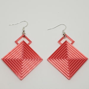 3D Printed unique Pendant Earrings squared design