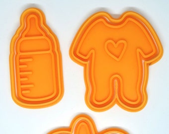 Set di 3 Cookie Cutter per neonati (Suit, Baby Bottle e Ciuccio) per la decorazione della festa