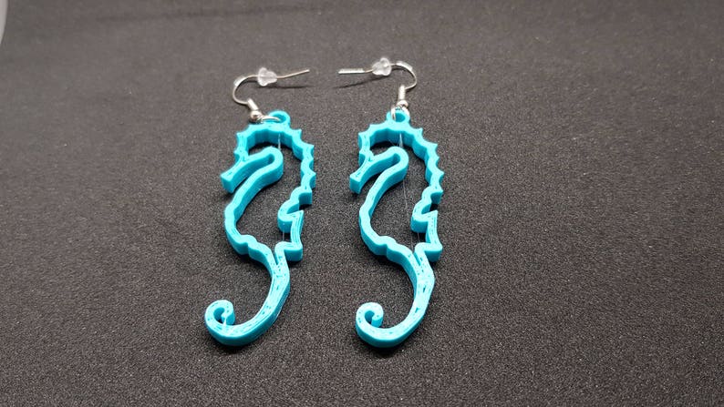 3D Printed unique Seahorse Earrings imagem 1