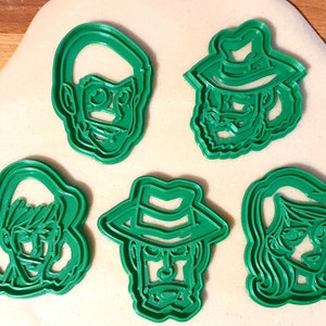 Set of 5 Cookie Cutters inspired to Lupin the Third (Lupin, Jigen, Goemon, Fujiko, Zenigata)