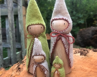 Gnome peg doll family