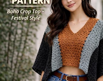Wzór na szydełkowy ponczo dla kobiet, wzór na szydełkowy top w stylu boho, top na letni festiwal, szydełkowy top z koralikami w formacie PDF, top dla początkujących
