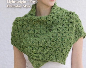 Wzór na szydełkowy szal, lekki koronkowy szal, teksturowany, przyjazny dla początkujących (pobierz plik PDF)