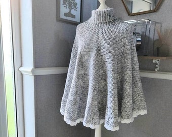 Crochet pattern for roll neck poncho, beginners crochet pattern, crochet clothing