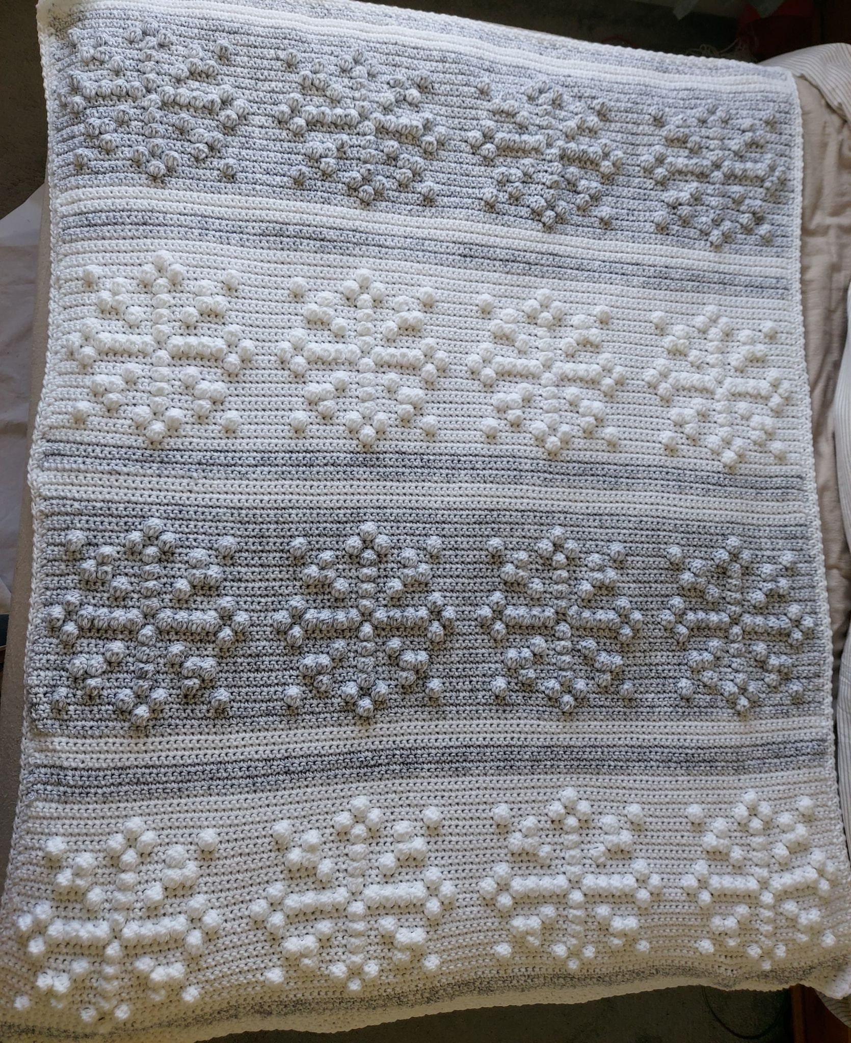 Crochet blanket Pattern,  Snowflake Bobble Stitch blanket, paper copy Christmas, winter / baby shower handmade gift, afghan pattern