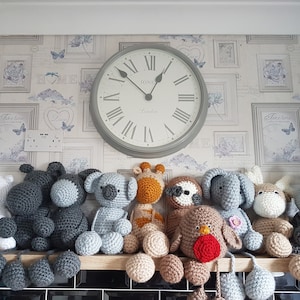 Crochet animal patterns, 17 inc. elephant, giraffe, robin, spider, bee, koala, kangaroo, sloth, reindeer, flamingo, ostrich digital download