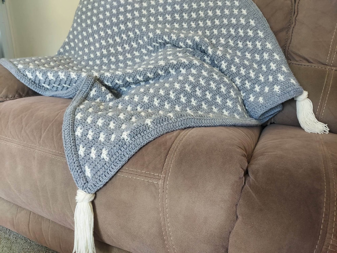 Crochet Pattern for Mosaic Overlay Cross Blanket Easy Pattern Cross