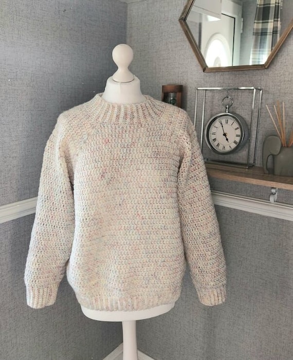 Crochet Jumper Pattern Top Down No Sew Crew Neck Ladies Crochet Sweater Pattern PDF Digital Download Etsy UK