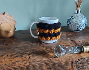 Crochet Pattern for Bumble Mug Cosy with button, Cup Cosy, Craft Fayre Idea, digital download