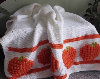 Crochet Pumpkin Blanket Pattern, Cozy Afghan Throw, Autumn Fall Decor (Digital Download)