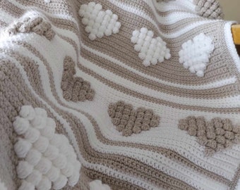 Crochet Pattern and Yarn Pack for Mellow Hearts Blanket Includes Crochet Hook, Project Bag, 11 x 100g Balls of Stylecraft Yarn, crochet kit