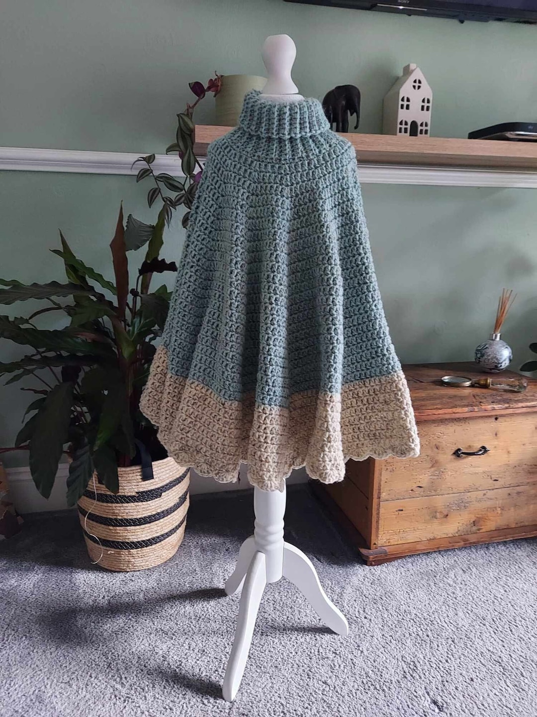 Crochet Poncho Pattern Childs Poncho Roll Neck Age 2   Top Down No