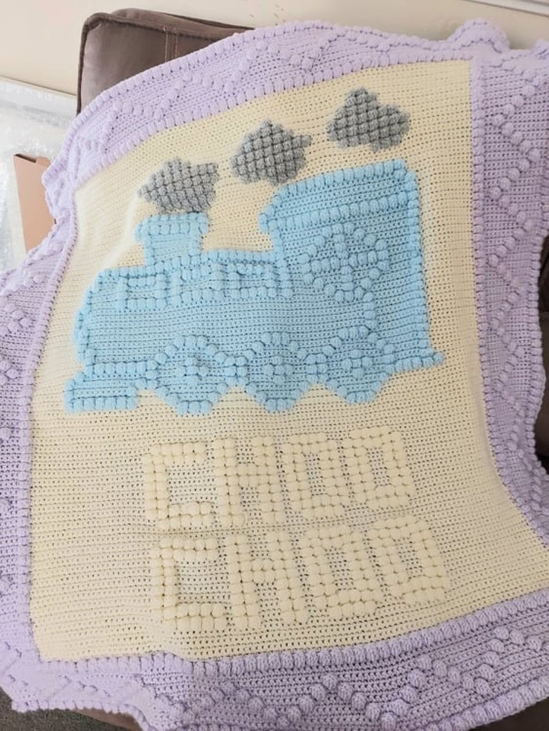 Crochet Pattern Choo Choo Train Bobble Stitch Blanket Etsy