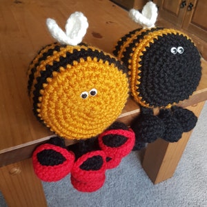 Crochet pattern for Bruce and Bridget the Bumble Bees with shoes immediate digital download
