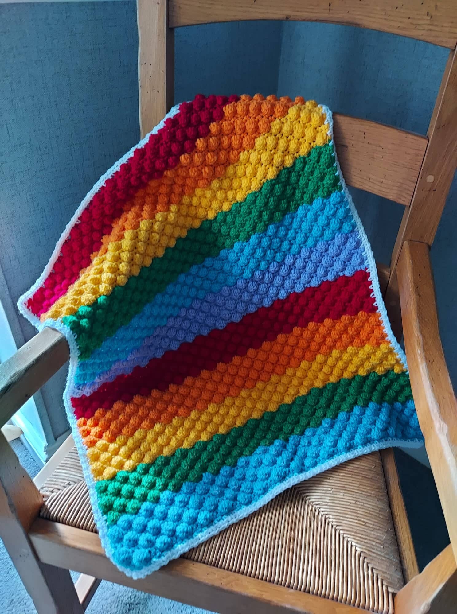 Crochet Pattern Rainbow Baby Blanket Bobble Stitch Pram or Etsy