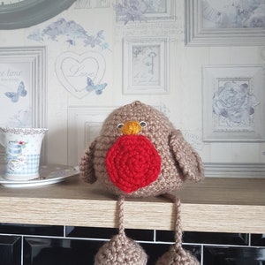Crochet pattern for large Robin chunky immediate digital download Christmas decoration / ornament festive bird Red breast