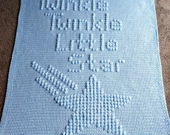 Crochet pattern for Twinkle Twinkle Little Star crochet baby / child blanket, thriw, afghan handmade nursery rhyme shooting star