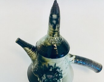 Signed Studio Art Pottery Tea Pot Post Modern Hand Made Memphis Milano