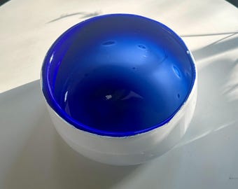 1960s Craig Winer Art Glass Bowl Ultramarine Mid Century Modern