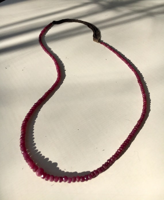 Natural Burmese Ruby Necklace with Sterling Chain… - image 2