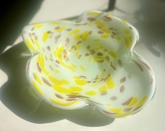 Aureliano Toso Murano Art Gold Dust Glass Bowl Italy 1950s Mid-Century Modern