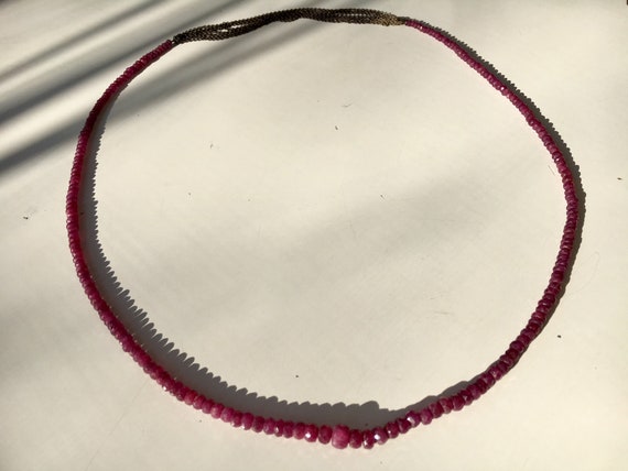 Natural Burmese Ruby Necklace with Sterling Chain… - image 1