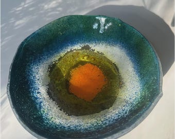 Toso Murano Art Glass Bowl 1960s Handmade Italy Mid Century Modern