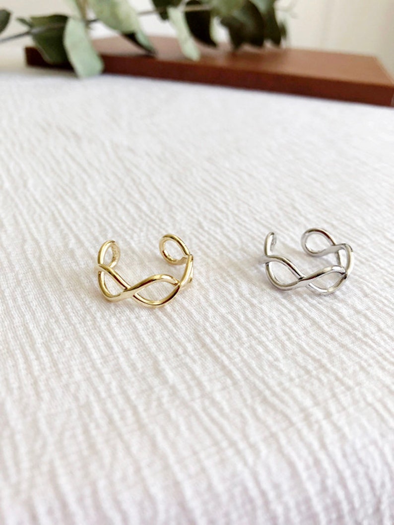 Gold Wavy Ring - Stackable Ring Adjustable Ring Double Line Ring Stacking Ring Simple Wave Ring Minimalist Ring
