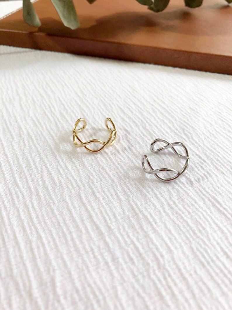 Gold Wavy Ring - Stackable Ring Adjustable Ring Double Line Ring Stacking Ring Simple Wave Ring Minimalist Ring