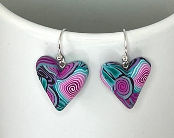 Puffy Polymer Clay Heart Earrings