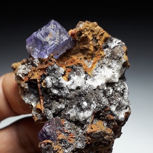 47gr. Gemmy Fluorite Crystals  & Calcite.  La Ojuela  Mexico.