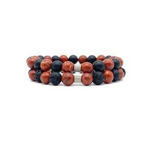 Red Jasper Onyx Bracelet Red Jasper Lava Bracelet Set of 2 Beaded Bracelet Bracelet Strong Stretch Bracelet Beaded Bracelet Gift 8mm