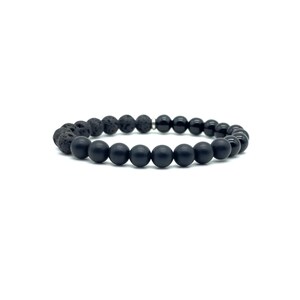 Black Onyx Lava Bracelet Black Bead Bracelet Stretch Bracelet Minimalist Bracelet Gift for Him Gemstone Bracelet Lava Rock Bracelet 8mm