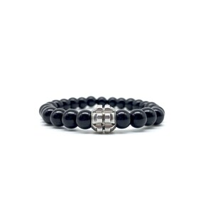 Black Onyx Bracelet with Stainless Steel Onyx Beaded Bracelet for Men Onyx Bracelet for Women Stretch Bracelet Stretch Bracelet 8mm