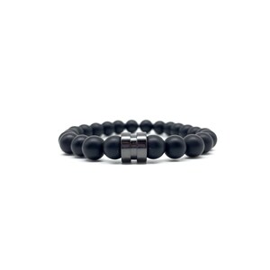Black Matte Onyx Bracelet with Stainless Steel Onyx Beaded Bracelet Black Bracelet  Bracelet gift for Him and Her Stretch Bracelet 8mm