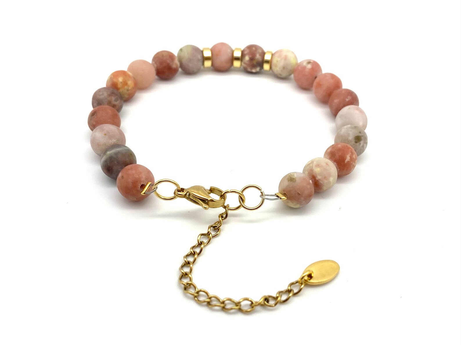 Sesame Jasper Bracelet Matte Kiwi Jasper Bracelet Beaded Bracelet for