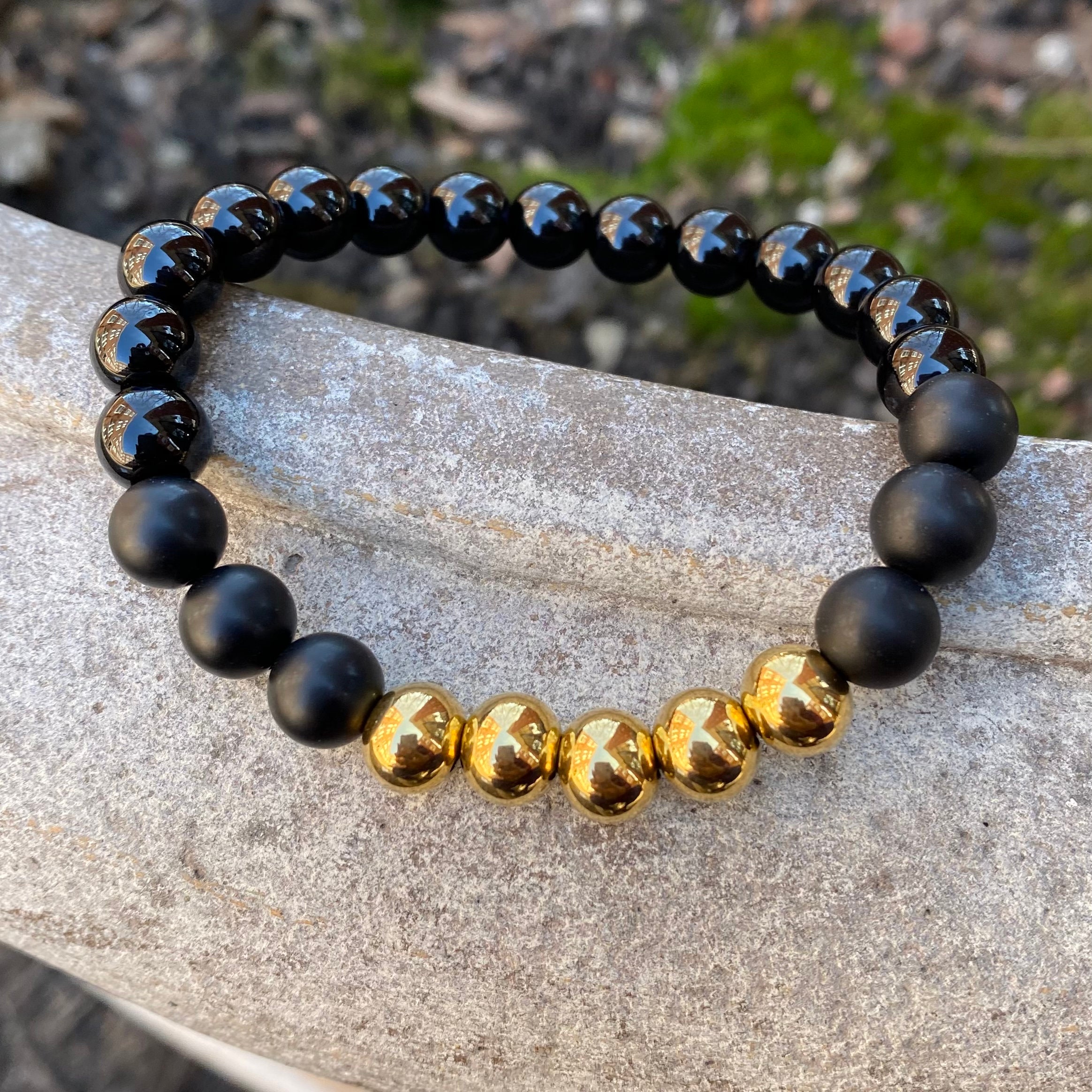 Onyx Bracelet Gold Healing Bracelet Gold Stainless Steel Beads - Etsy