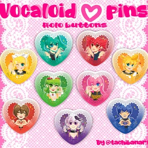 VOCALOID Holo Heart Buttons&lt;3