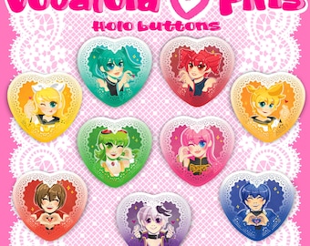 Botones de corazón holográficos de VOCALOID<3