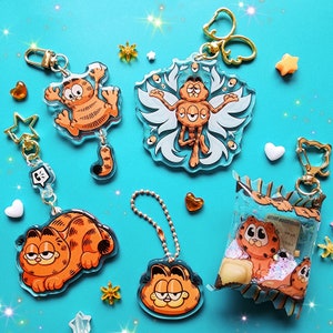 FAT ORANGE CAT various Keychains and Shaker Charm